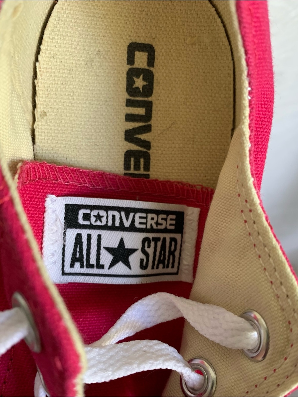 Converse All Star Low Top Canvas Sneakers in Hot Pink and White - Picture 3 of 5